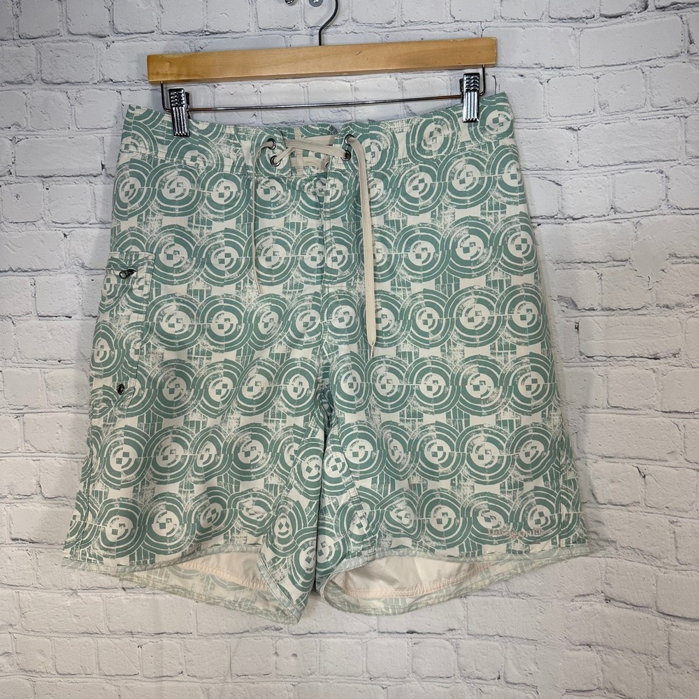 Patagonia Mens Board Shorts‎ 32 Green Geometric Print Swim Trunks 86515S9
